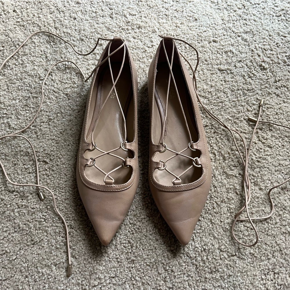 Michael Kors Tan Lace-Up Flats